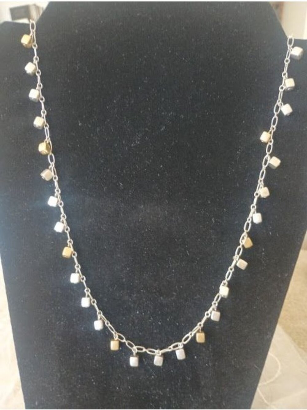 2 Coldwater Creek Silver & Goldtone Necklaces With Gold Colored Beads & Tassle - Picture 11 of 13